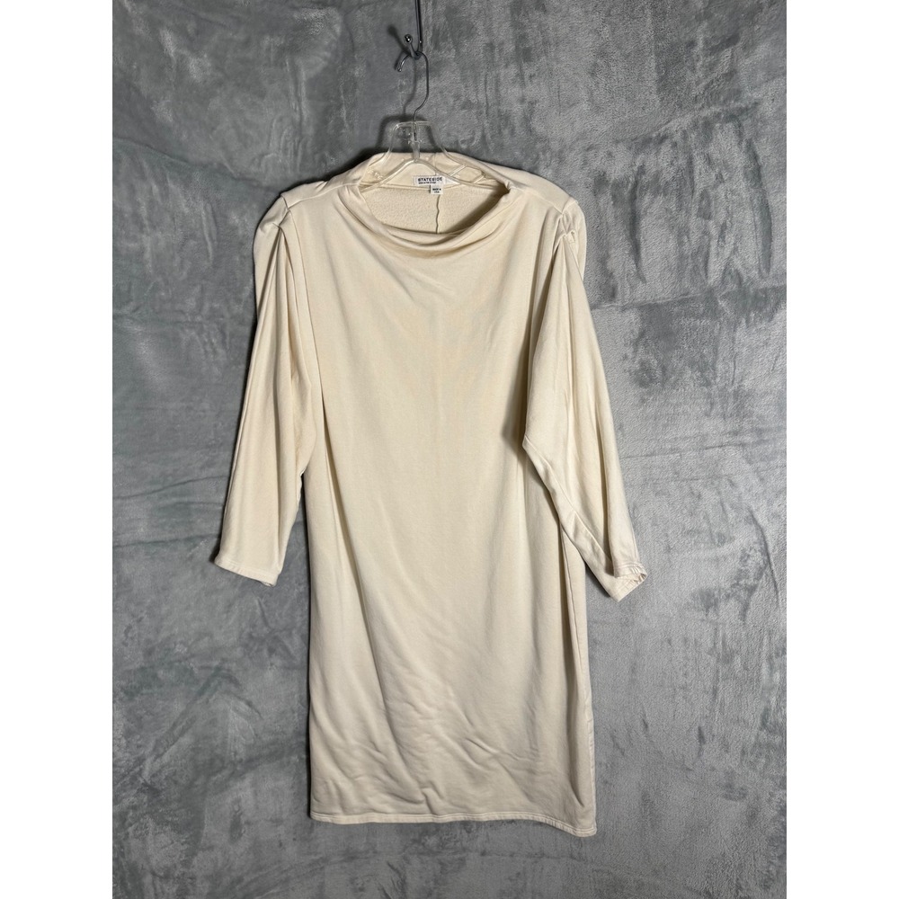 Stateside Pleated Fleece Dress Cream Funnel Neck Modal Blend‎ Made in 
USA M